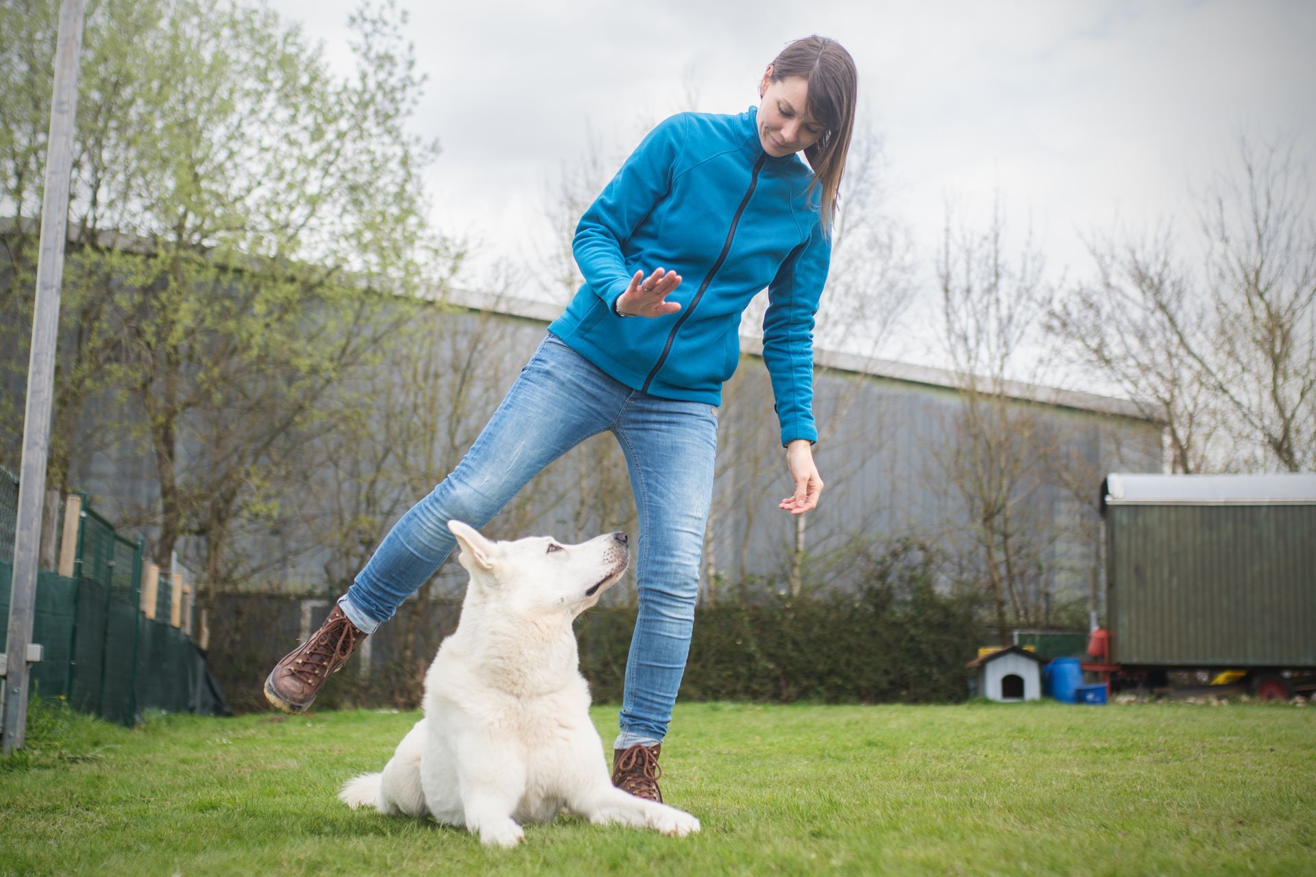 Ramona Houscht und Schäferhund Jimmy bei einer Übung