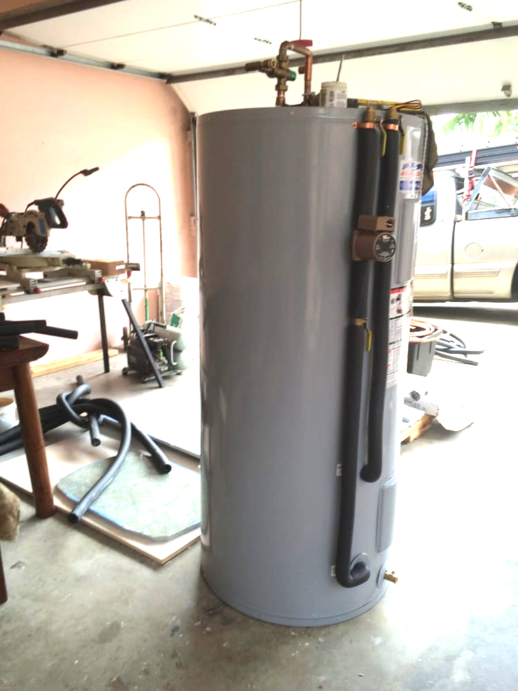 Solar water heater tank about to be installed by Island Solar Service at home in Oahu
