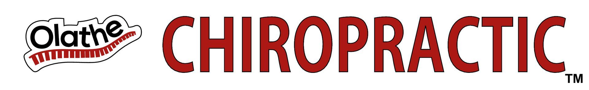 Olathe Chiropractic business logo with black and red lettering