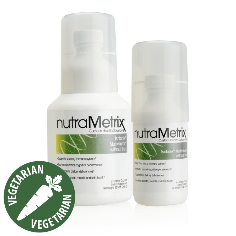 Two bottles of nutrametrix are sitting next to each other