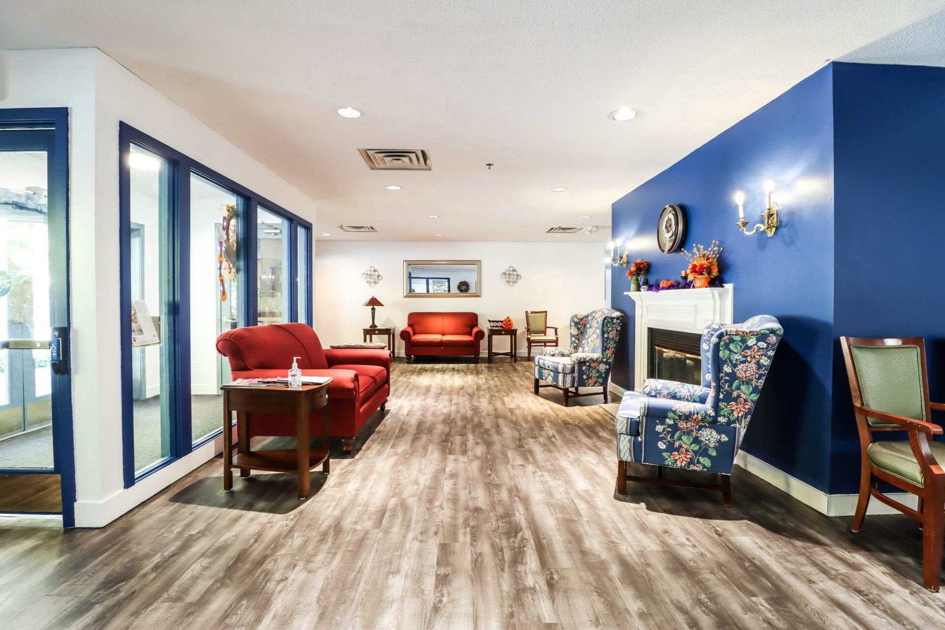 Room With Red Sofa And Furnace Side View – New Milford, CT – Chestnut Grove