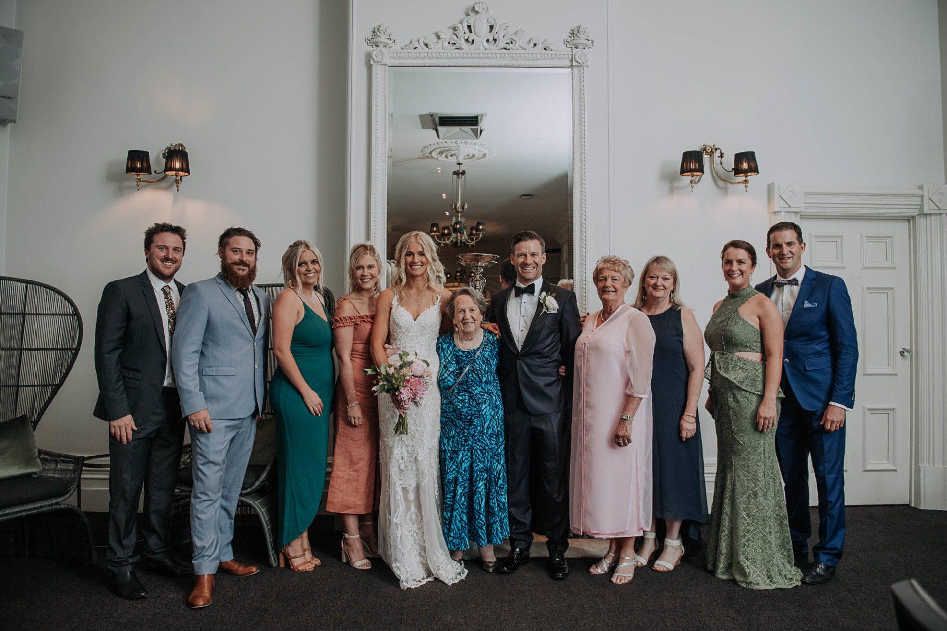 Family photos on a wedding day