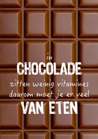 Poster A5 | In chocolade zitten weinig vitamines