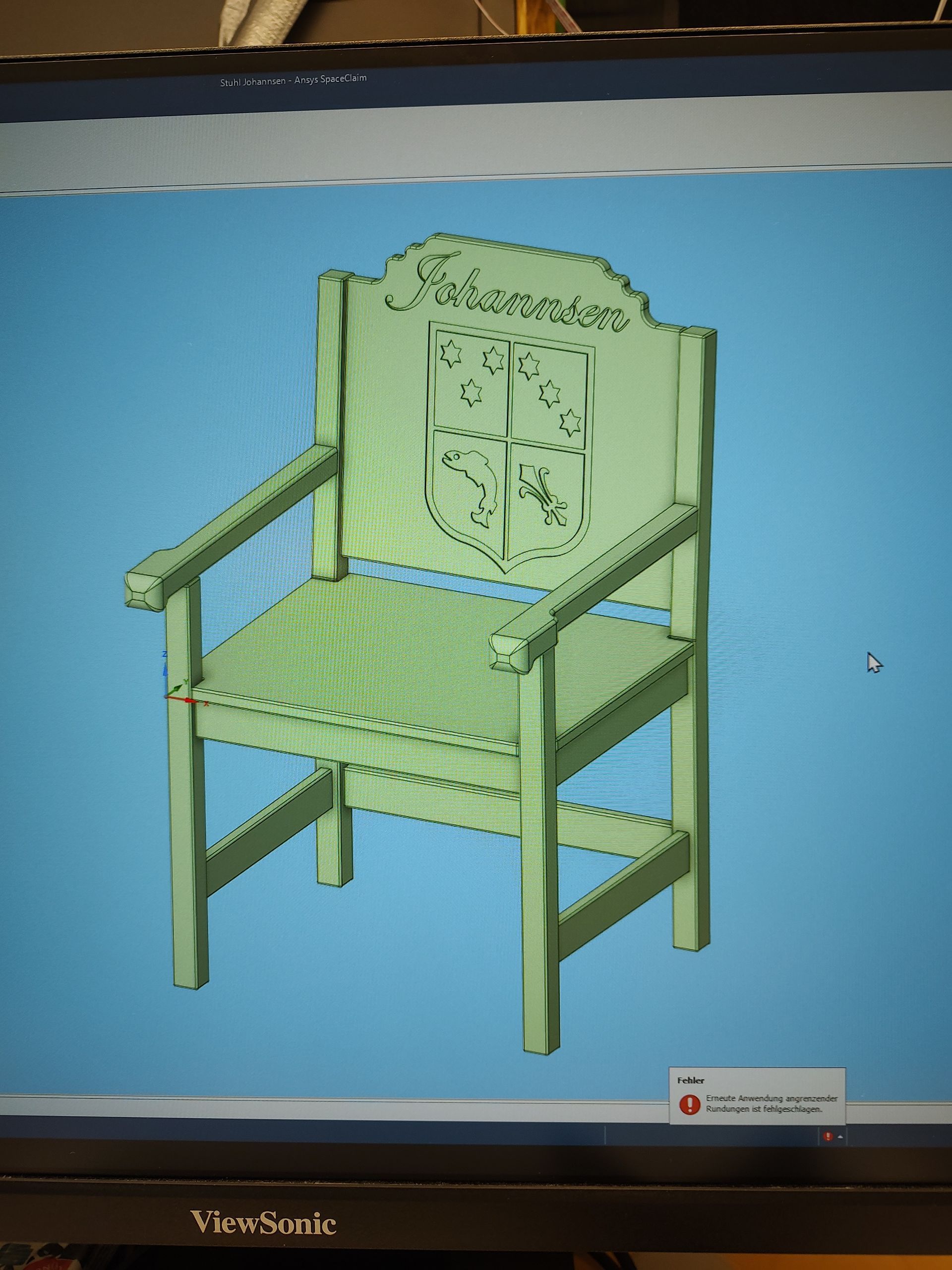 Konstuktion zur Planung des Stuhls