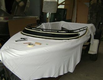 boat prepped for new windows