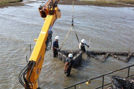 A group of people are working on a boat in the water - Baton Rouge, LA - Coastal Environments, Inc.