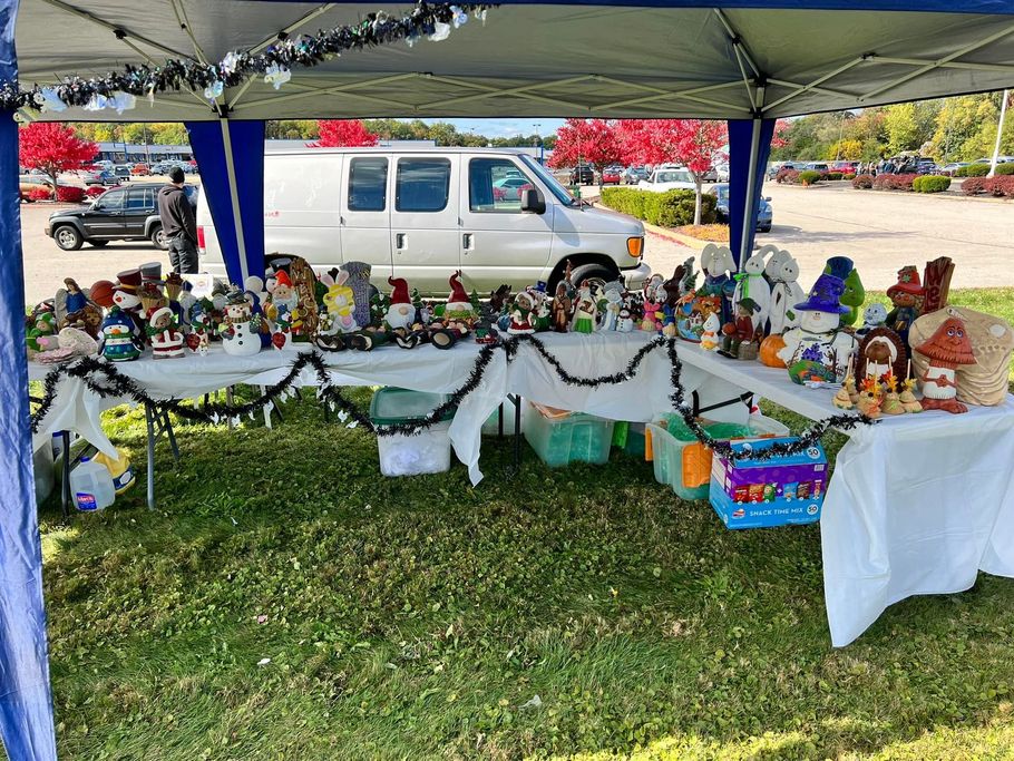 A payless shoesource store with a blue awning