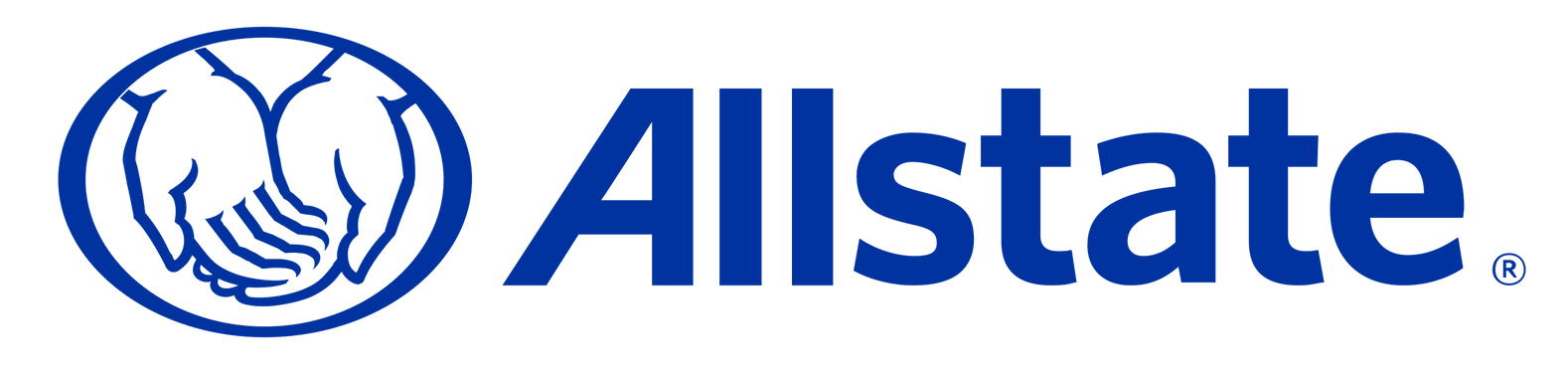 A blue allstate logo on a white background