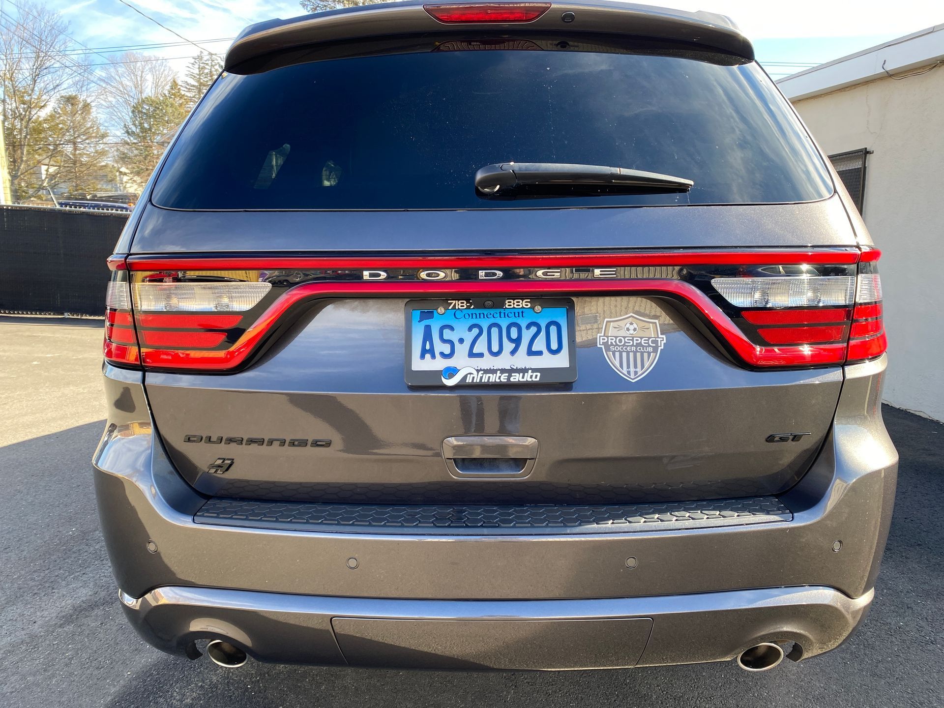 The back of a dodge durango.