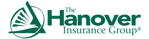 A green and white logo for the hanover insurance group