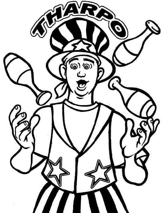 A black and white drawing of a man juggling balls.