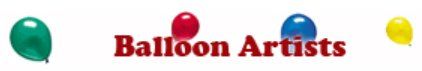 A logo for balloon artists with balloons in the background