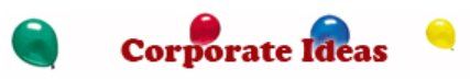 A logo for corporate ideas with balloons in the background