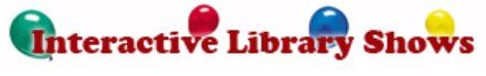 A logo for interactive library shows with balloons in the background