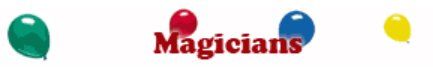 A logo for magicians with balloons in the background