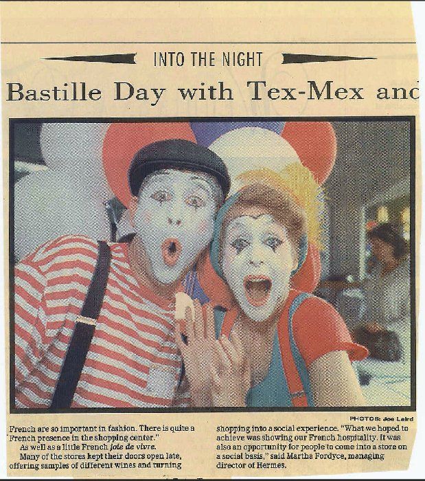 A newspaper article about bastille day with tex-mex ants