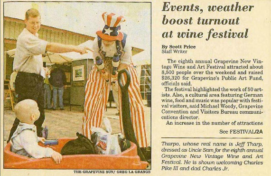 A newspaper article titled events weather boost turnout at wine festival