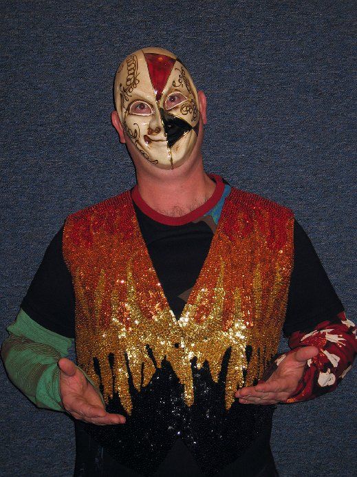 A man with a clown face painted on his face