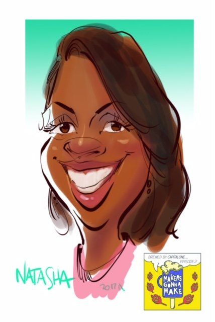 A caricature of a woman named natasha