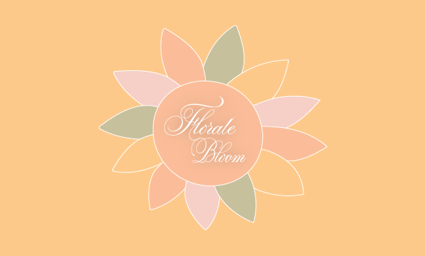 Pastel flower logo with a peach center reading “Helen Flowers” on a peach background