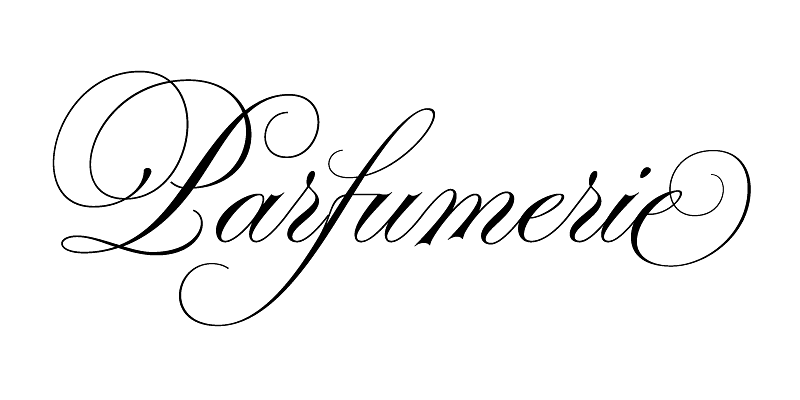 Black cursive wordmark reading “Parfumerie” on a white background