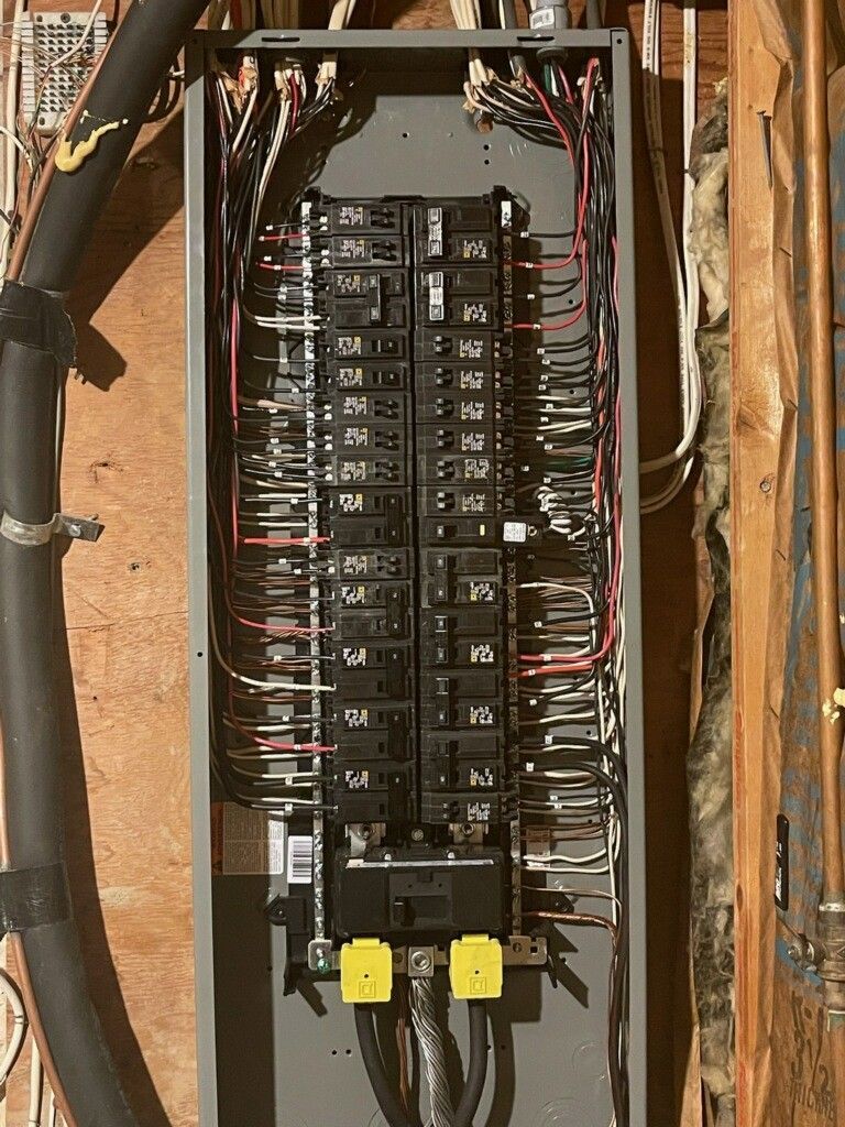 A close up of a electrical panel on a wall.