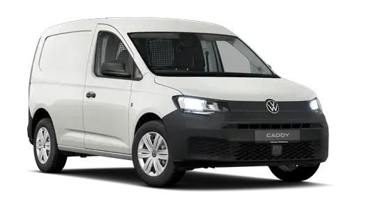 A sleek new Volkswagen Caddy van parked, perfect for those looking to rent a van from Discount Leasing.