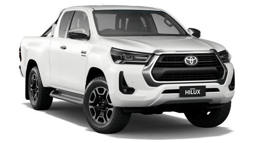 A white Toyota Hilux parked, showcasing its modern design. Perfect for those looking to rent a ute from Discount Leasing.
