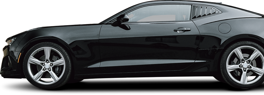 A green vintage car next to a black modern sports car on a white background. | Ashten's Total Auto Care