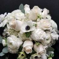 white rose and anemone bridal bouquet