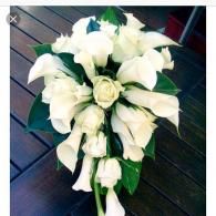 white canna lily and rose bouquet