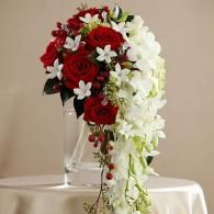 red and white wedding bouquet