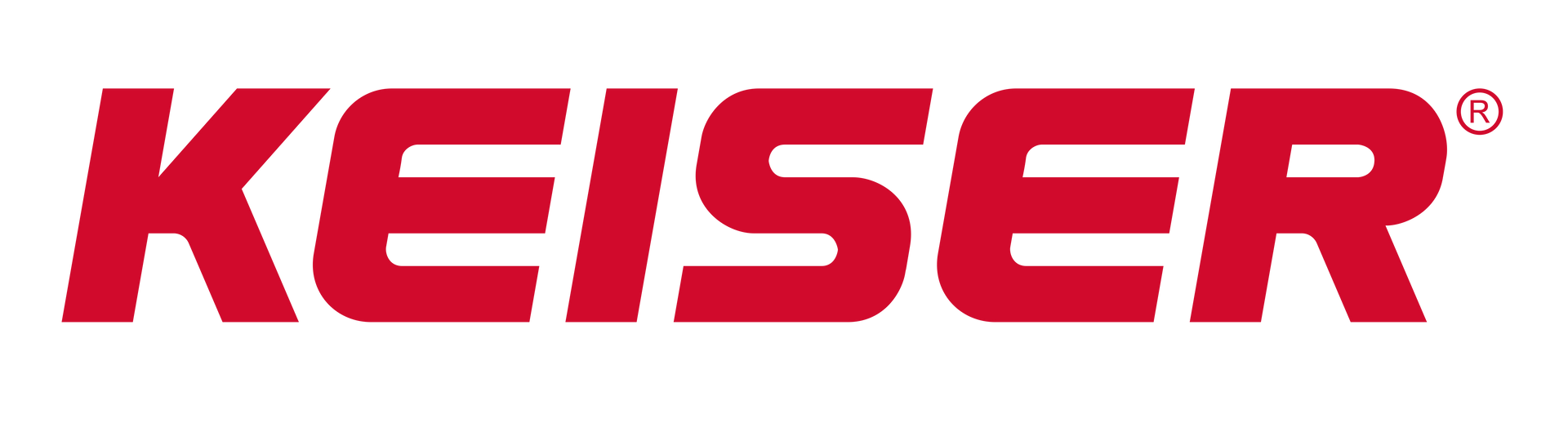 A red keiser logo on a white background