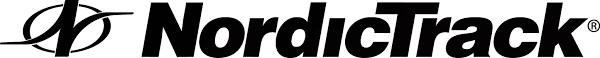 A black and white logo for nordictrack on a white background
