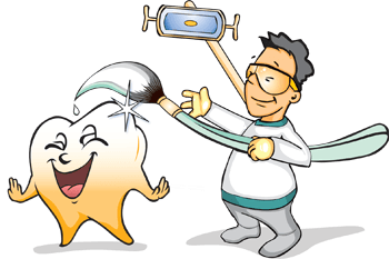 dentist cleaning a tooth cartoon