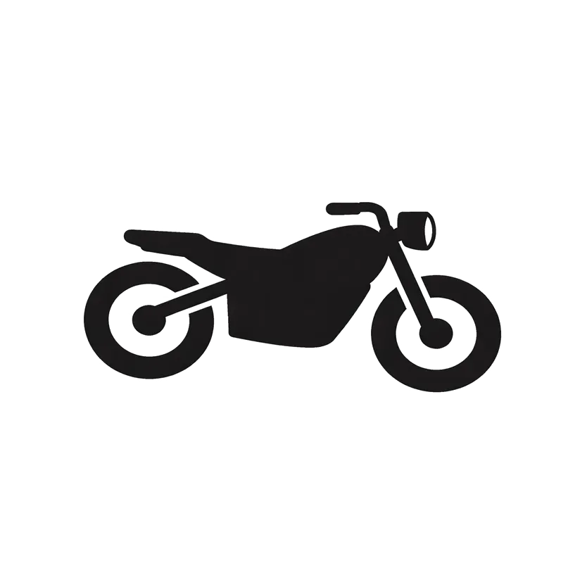Black motorcycle silhouette on a white background