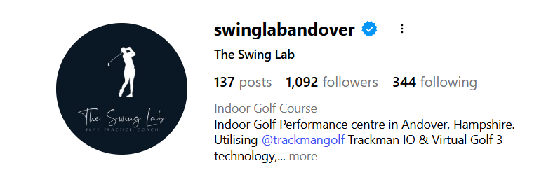 Indoor golf simulator bay at The Swing Lab, Andover — face-on camera and touchscreen monitor