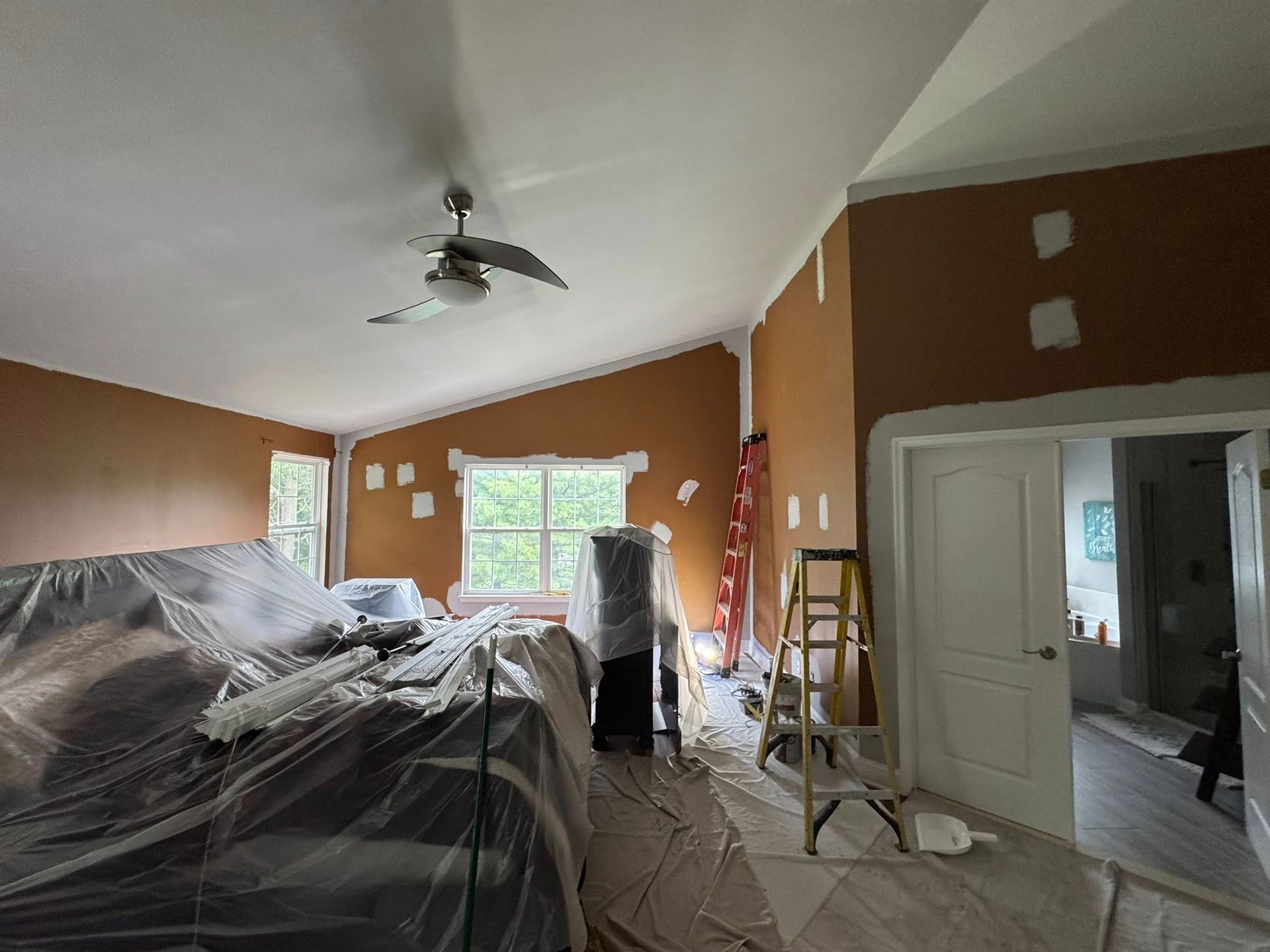 A living room filled with furniture and a coffee table.
