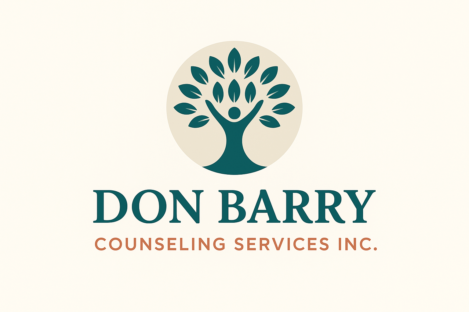 Logo: Tree icon with human figure arms raised, in front of 