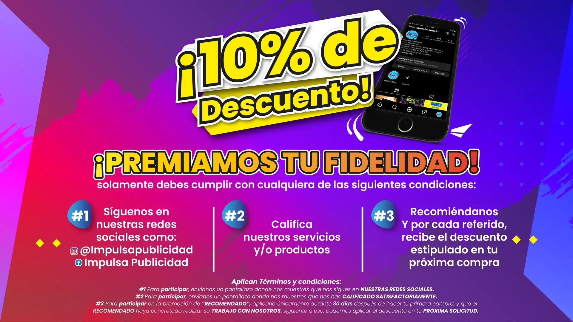 Promoción: 10% de descuento. Síguenos en redes sociales, califica nuestros servicios y obtén un descuento por referidos.