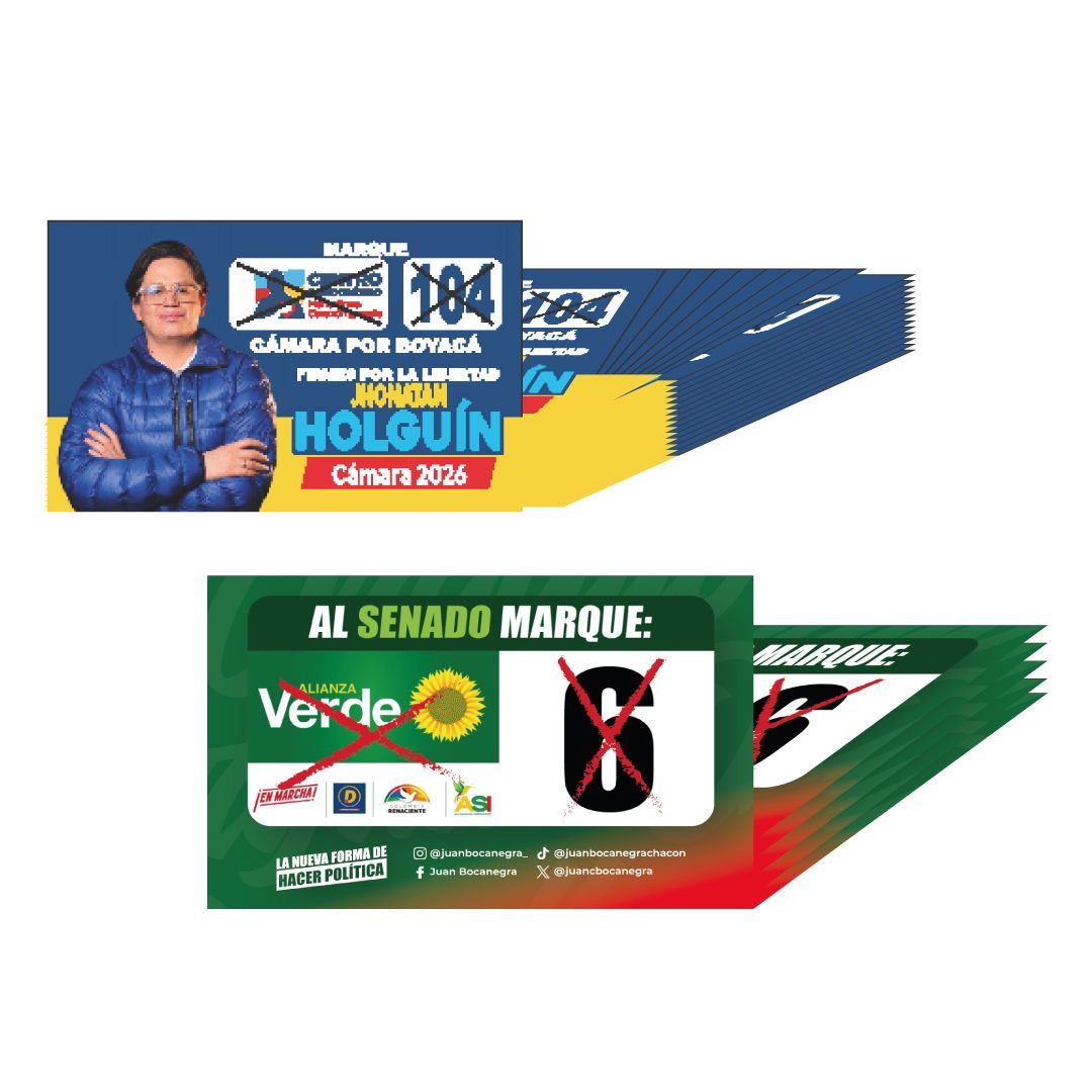 Folleto verde y blanco con imágenes de edificios.