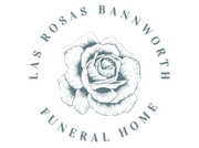 Logo for Las Rosas Bannworth Funeral Home featuring a sketched rose surrounded by the business name in grey text.