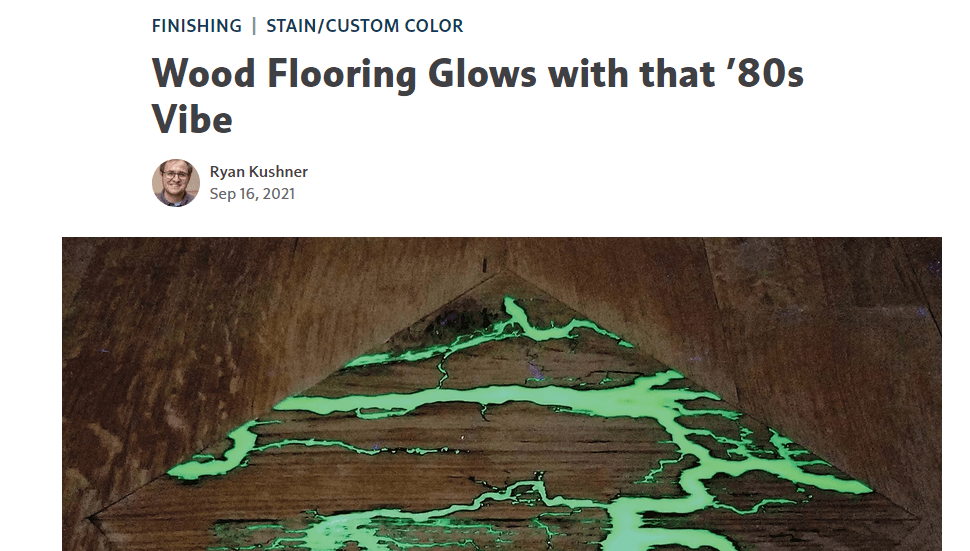 wood floor business magazine posted article about custom hardwood calasmoke flooring glows in the dark  created by calabrese flooring c