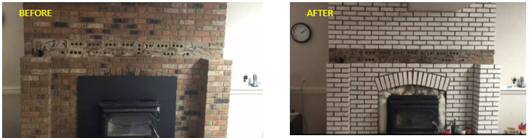 before and after fie place mantle