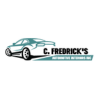 Logo: Car with C. Fredrick's text, auto sales in teal and black.