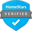 A blue shield with a check mark on it that says `` homestars verified ''.