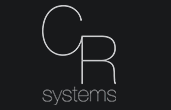 The logo for cr systems is on a black background.