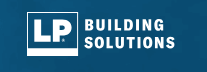 The logo for lp building solutions is on a blue background.