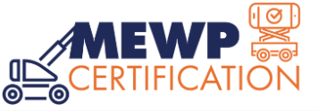 A logo for a company called mewp certification