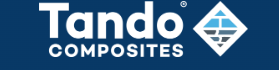 A blue and white logo for tando composites